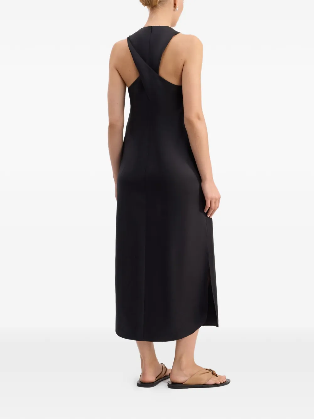 LouLou de Saison Paloma gedraaide zijden midi-jurk Zwart