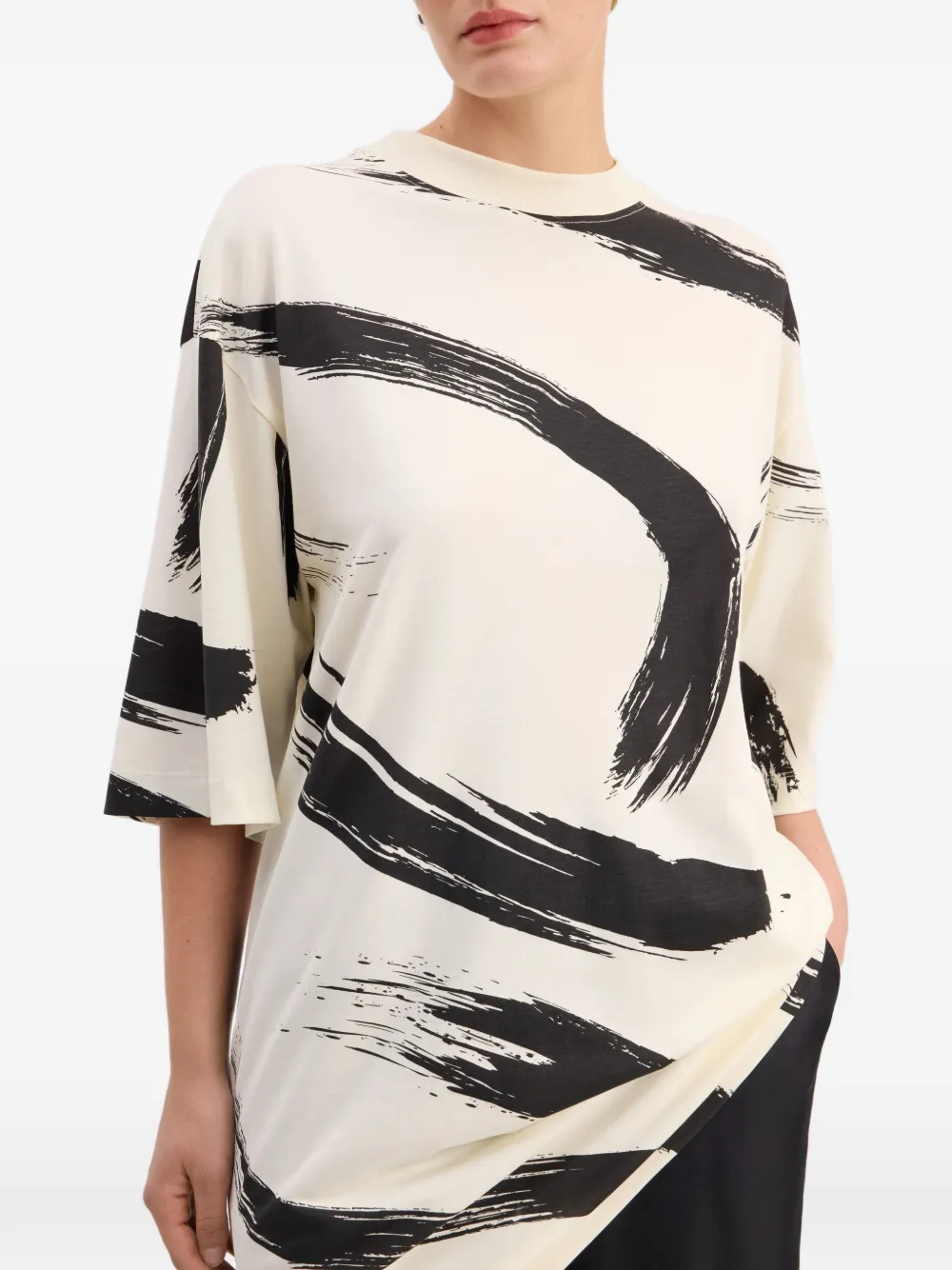 LouLou de Saison Rafa T-shirt met abstracte print Beige