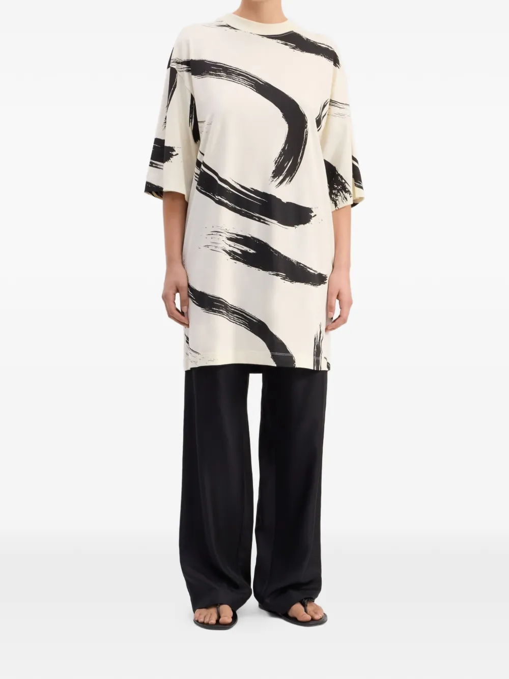 LouLou de Saison Rafa T-shirt met abstracte print Beige