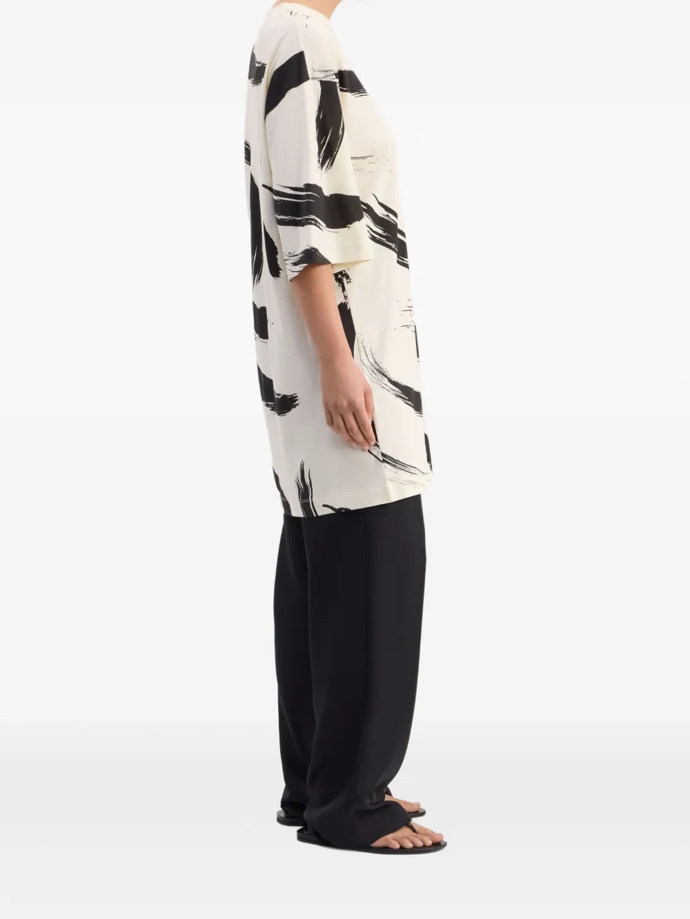 LouLou de Saison Rafa T-shirt met abstracte print Beige