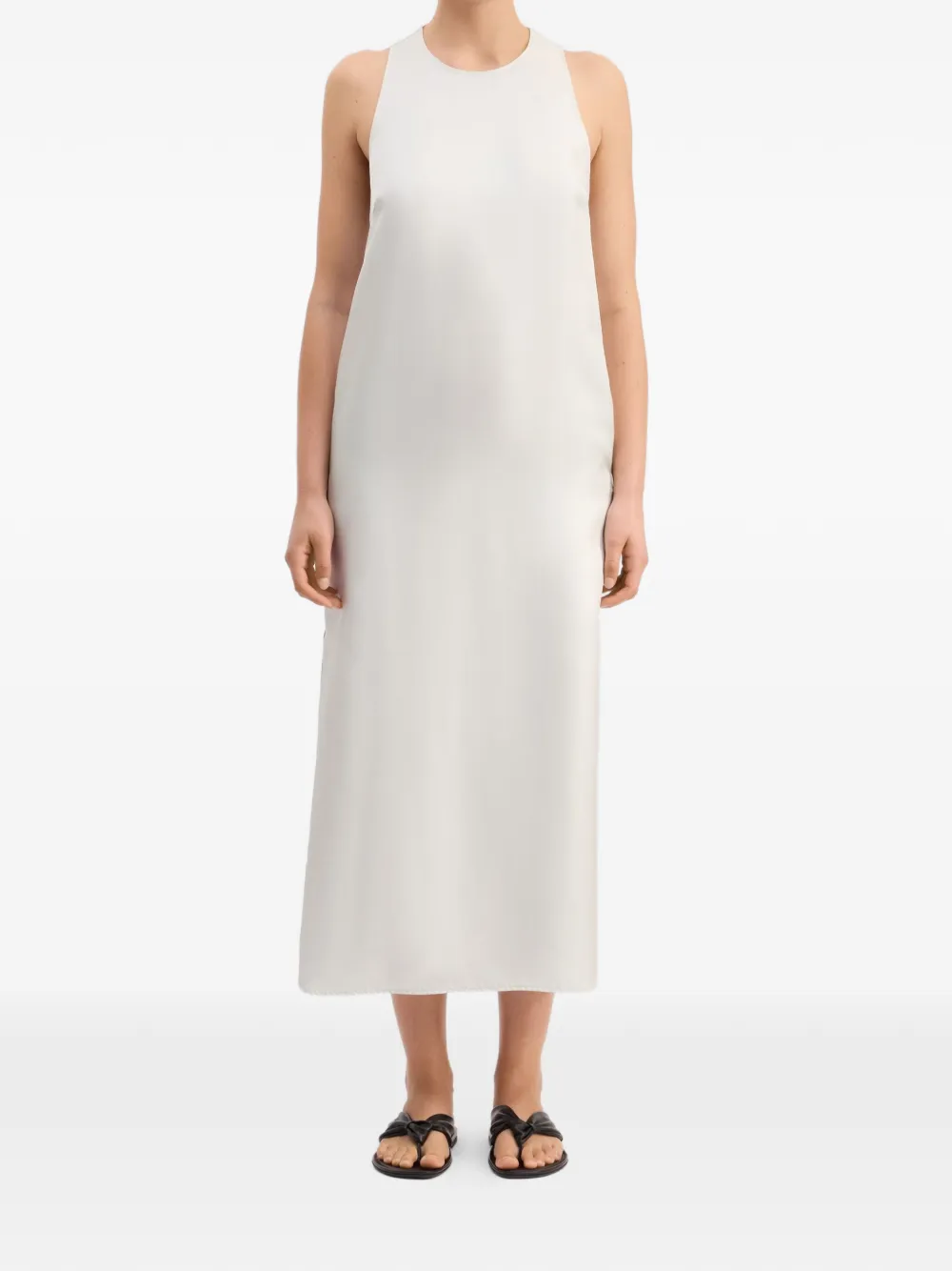 LouLou de Saison Paloma midi-jurk met gedraaide achterkant Beige