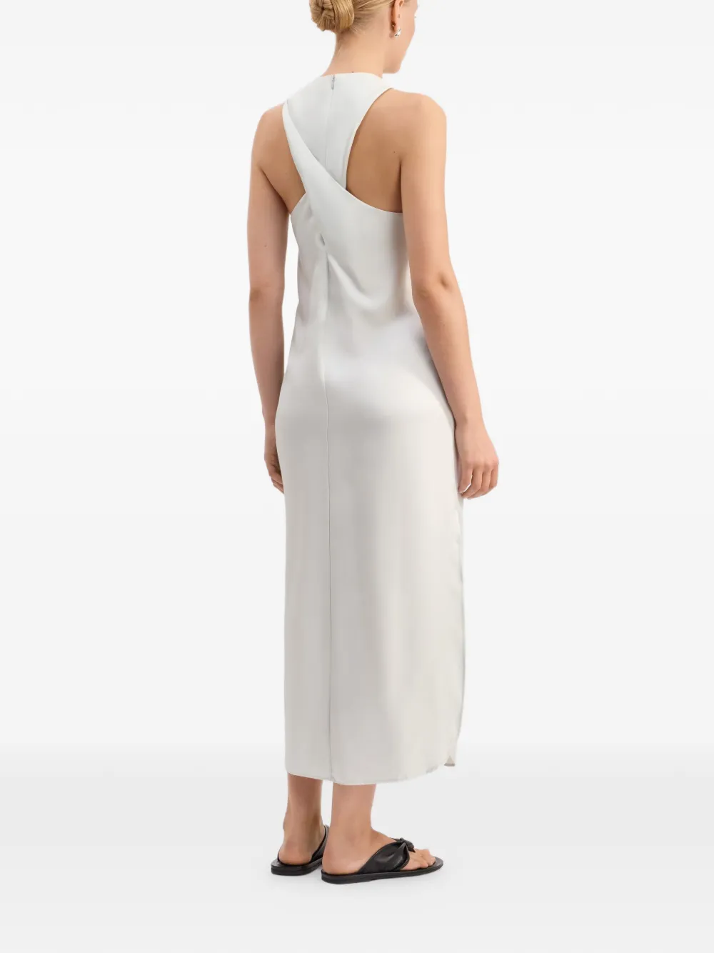 LouLou de Saison Paloma midi-jurk met gedraaide achterkant Beige