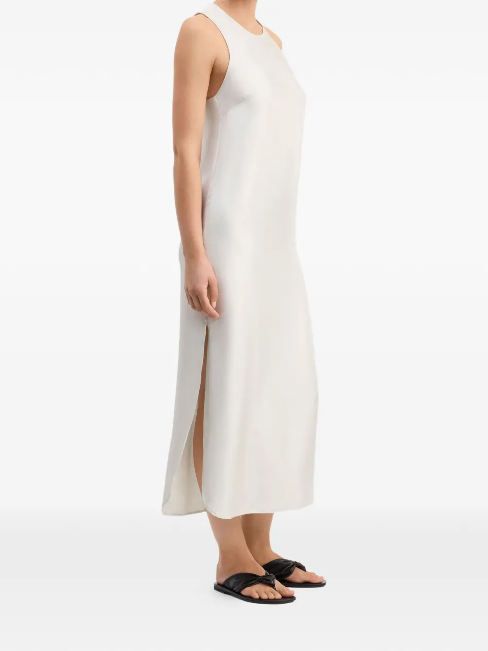LouLou de Saison Paloma midi-jurk met gedraaide achterkant Beige