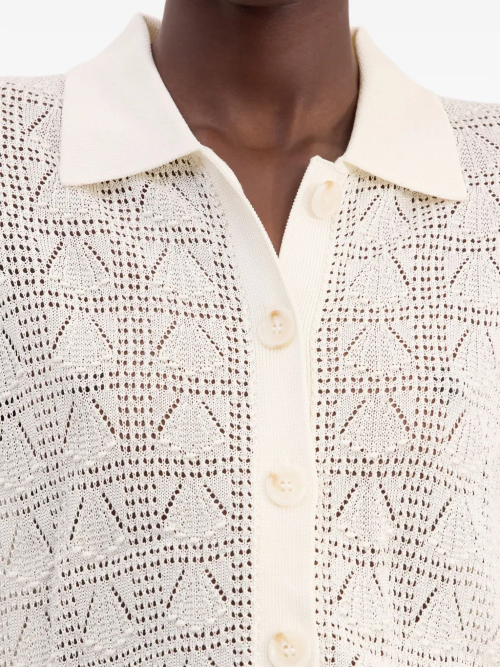 LouLou de Saison Siani cropped blouse met vierkant patroon Beige
