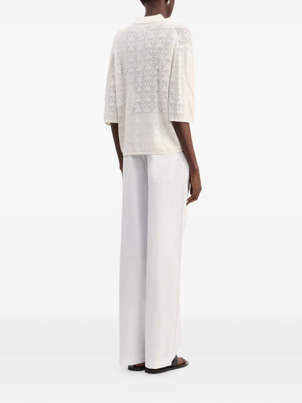 LouLou de Saison Siani cropped blouse met vierkant patroon Beige