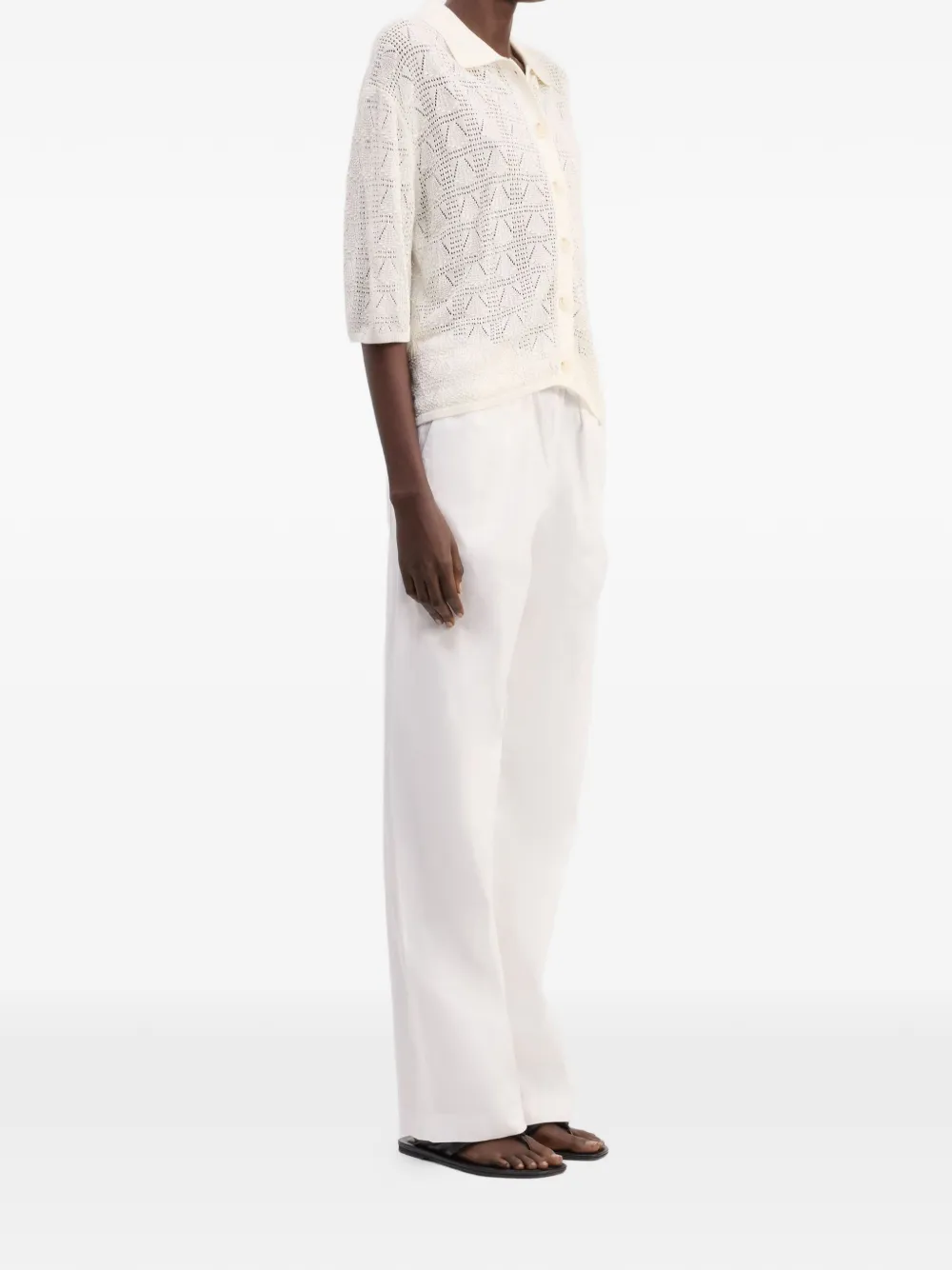 LouLou de Saison Siani cropped blouse met vierkant patroon Beige