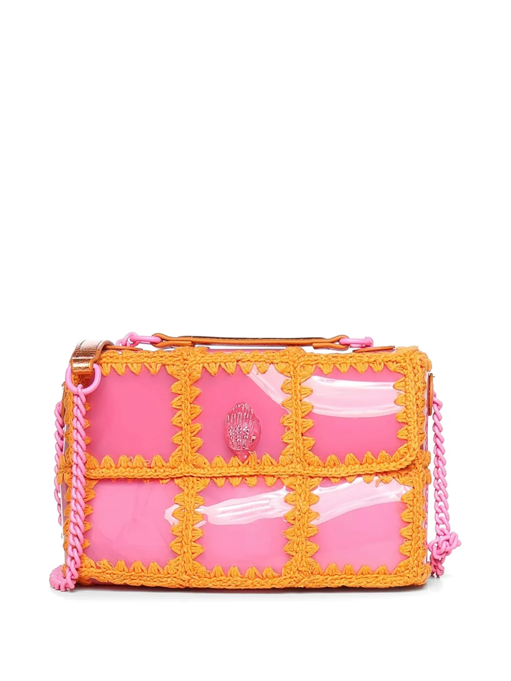 Kurt Geiger London Eagle crochet-trim clutch bag - Rosa