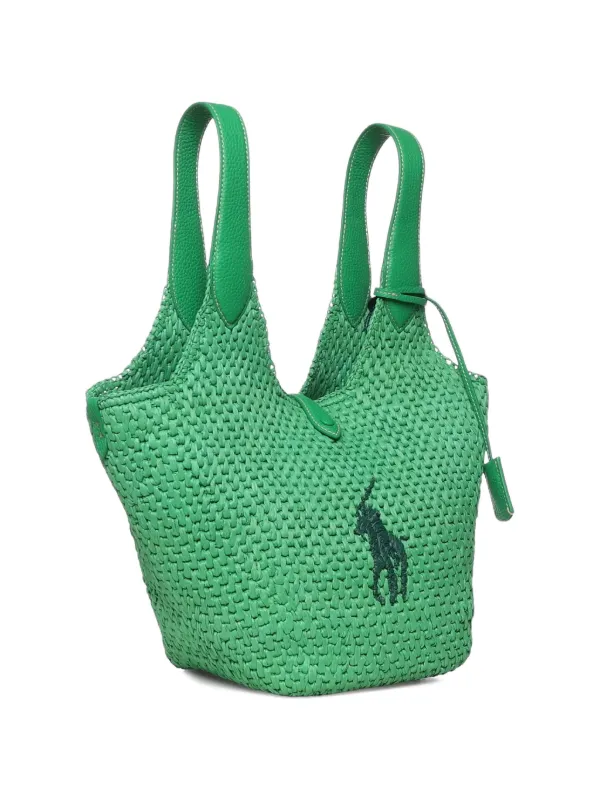 美品 ポロラルフローレン ショルダーバッグ　グリーン 牛革 ロゴ Polo Ralph Lauren ロゴ ショルダーバッグ | グリーン | FARFETCH JP