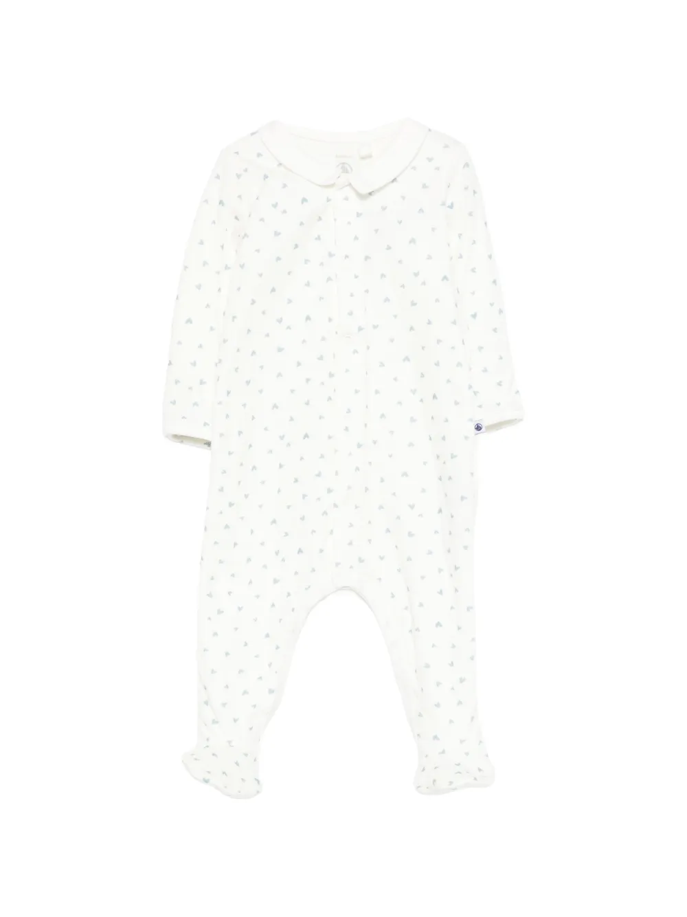 Petit Bateau collared heart-print babygrow - Bianco
