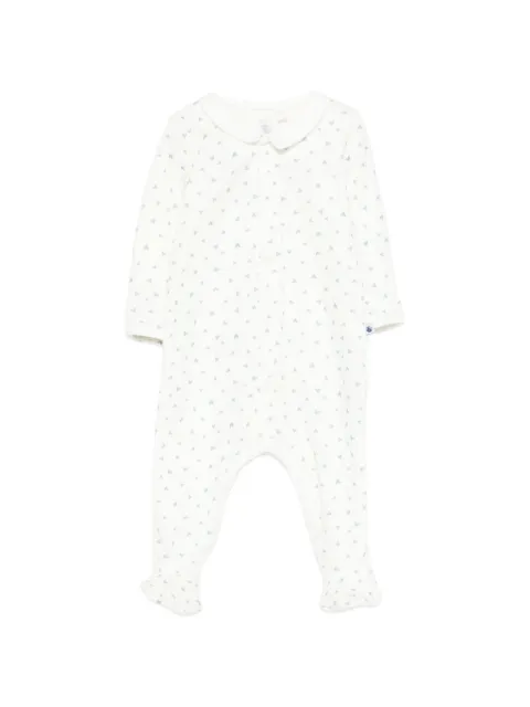 Petit Bateau collared heart-print babygrow