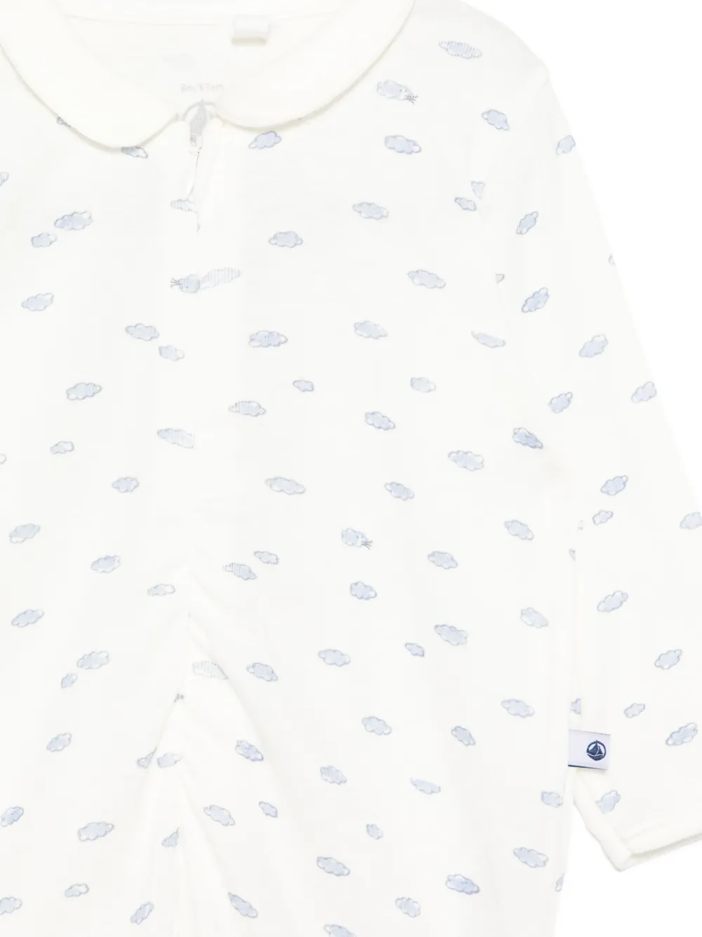 Petit Bateau Pyjama met Peter Pan-kraag en print Wit