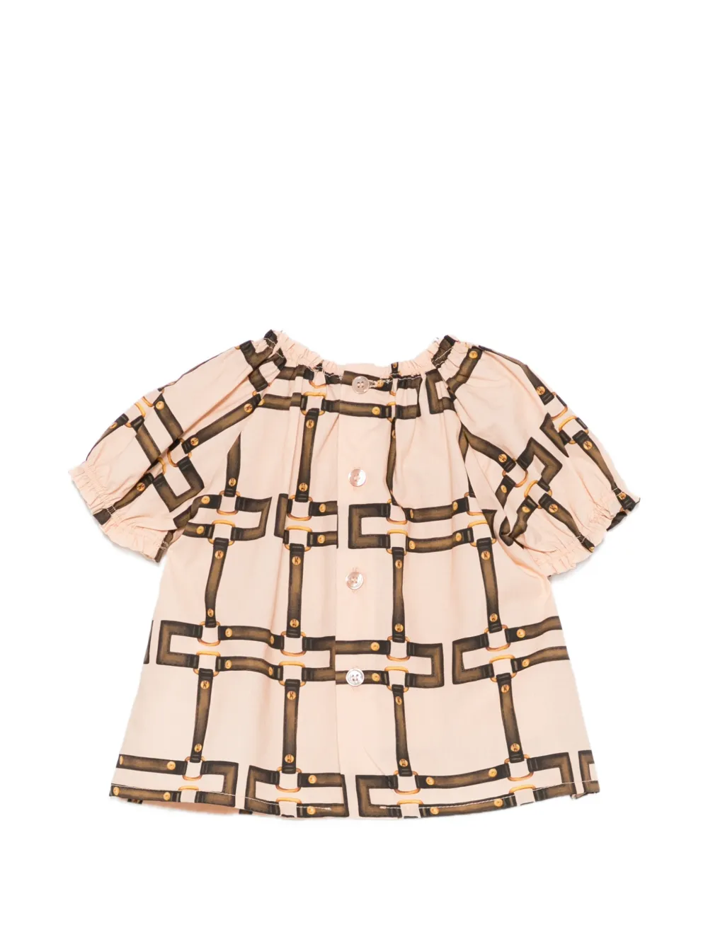 Geometric-Pattern Blouse Set