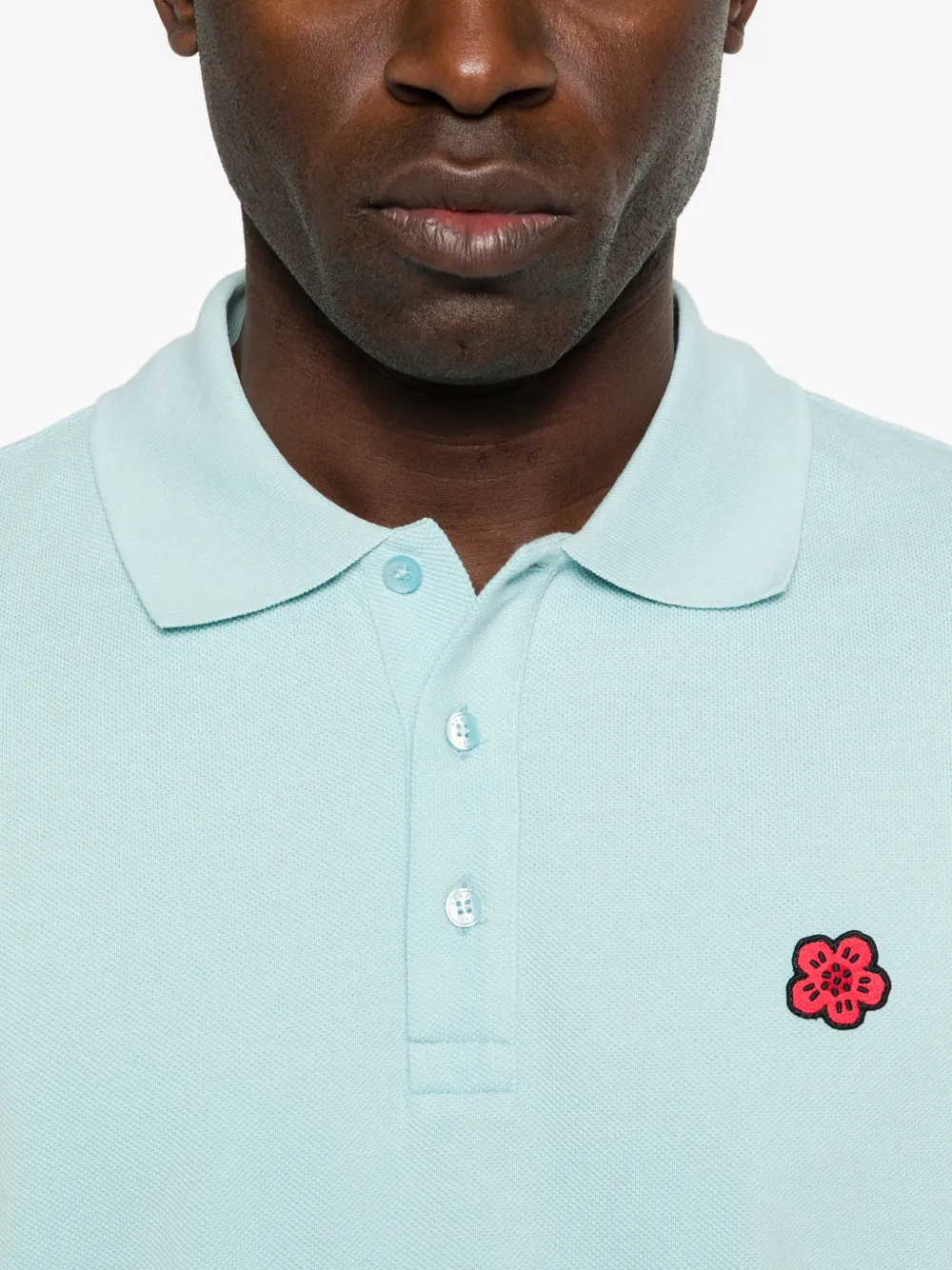 Kenzo Poloshirt met bloemenpatch Blauw