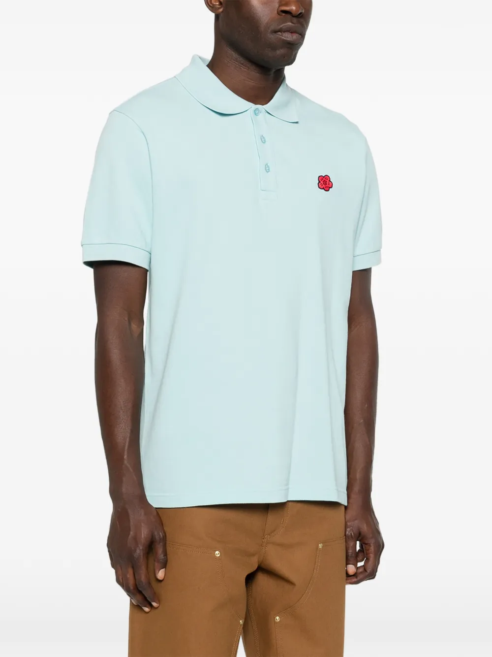 Kenzo Poloshirt met bloemenpatch Blauw