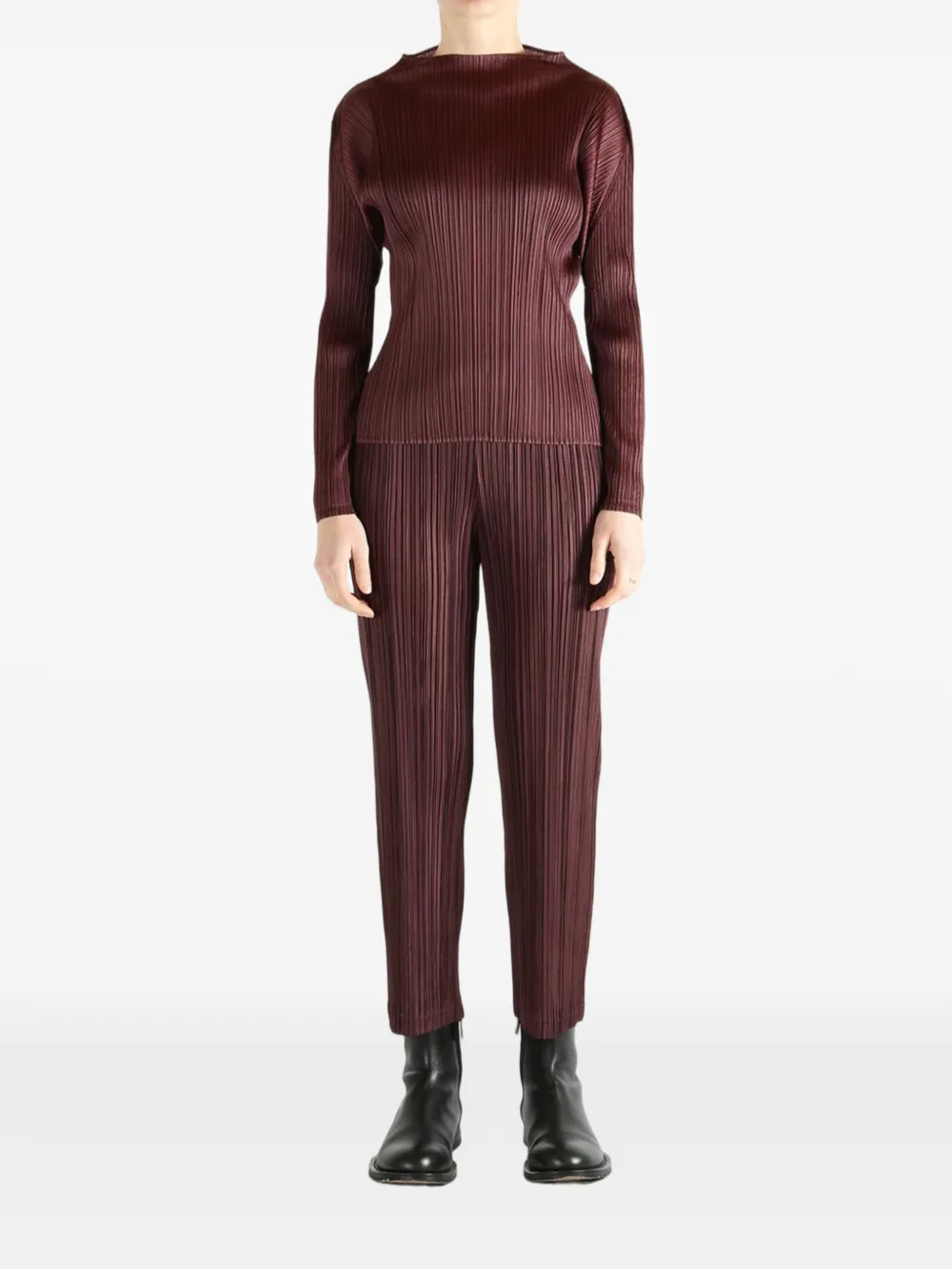  Pleats Please Issey Miyake Pleated Long-sleeve Top - Red 