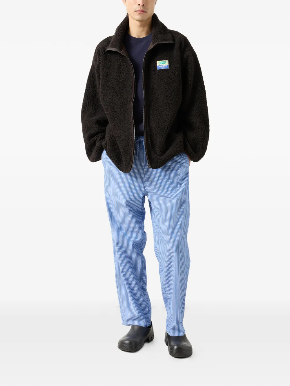 American Vintage Hoktown jack met logopatch en lange mouwen Bruin