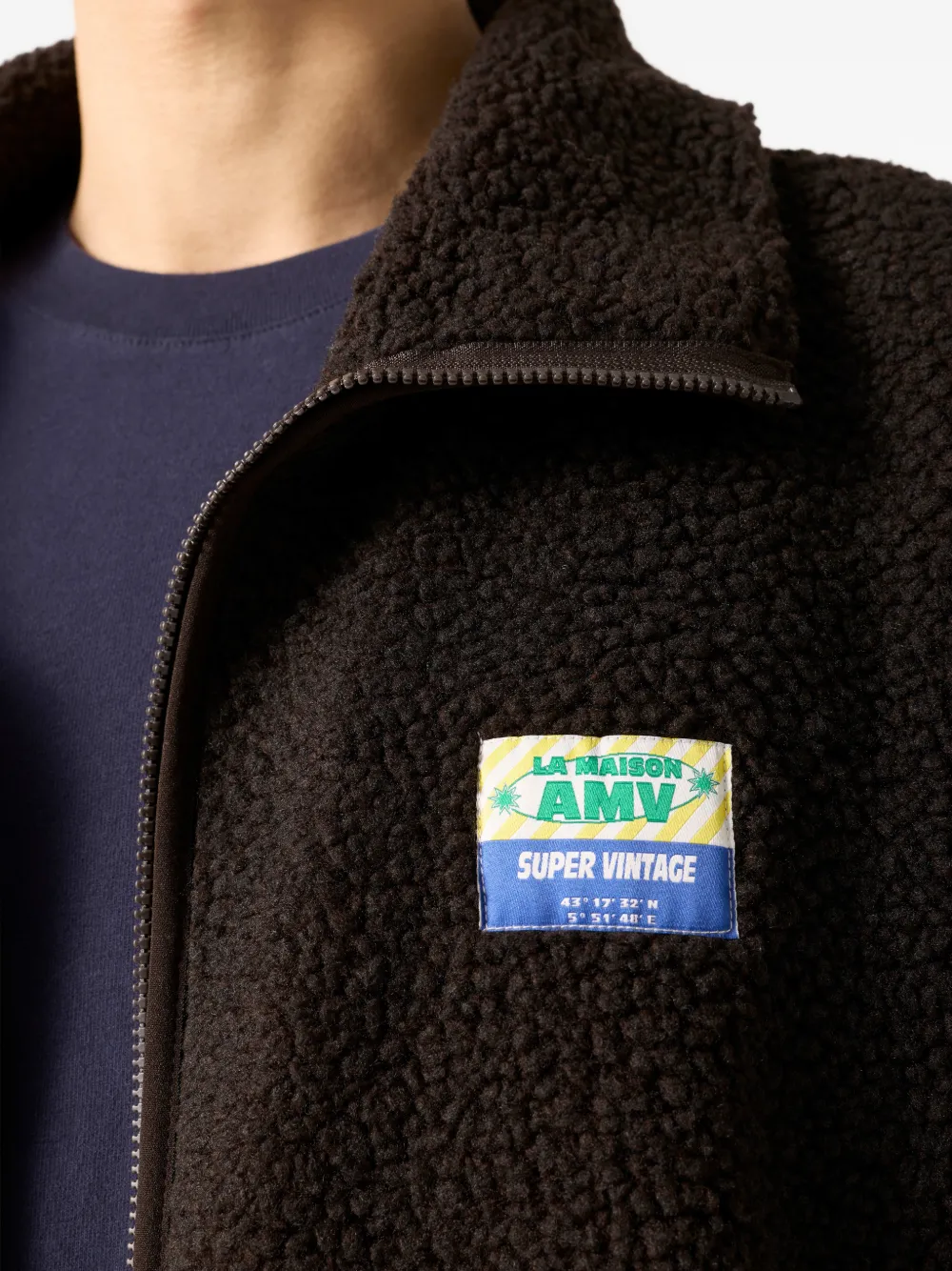 American Vintage Hoktown jack met logopatch en lange mouwen Bruin