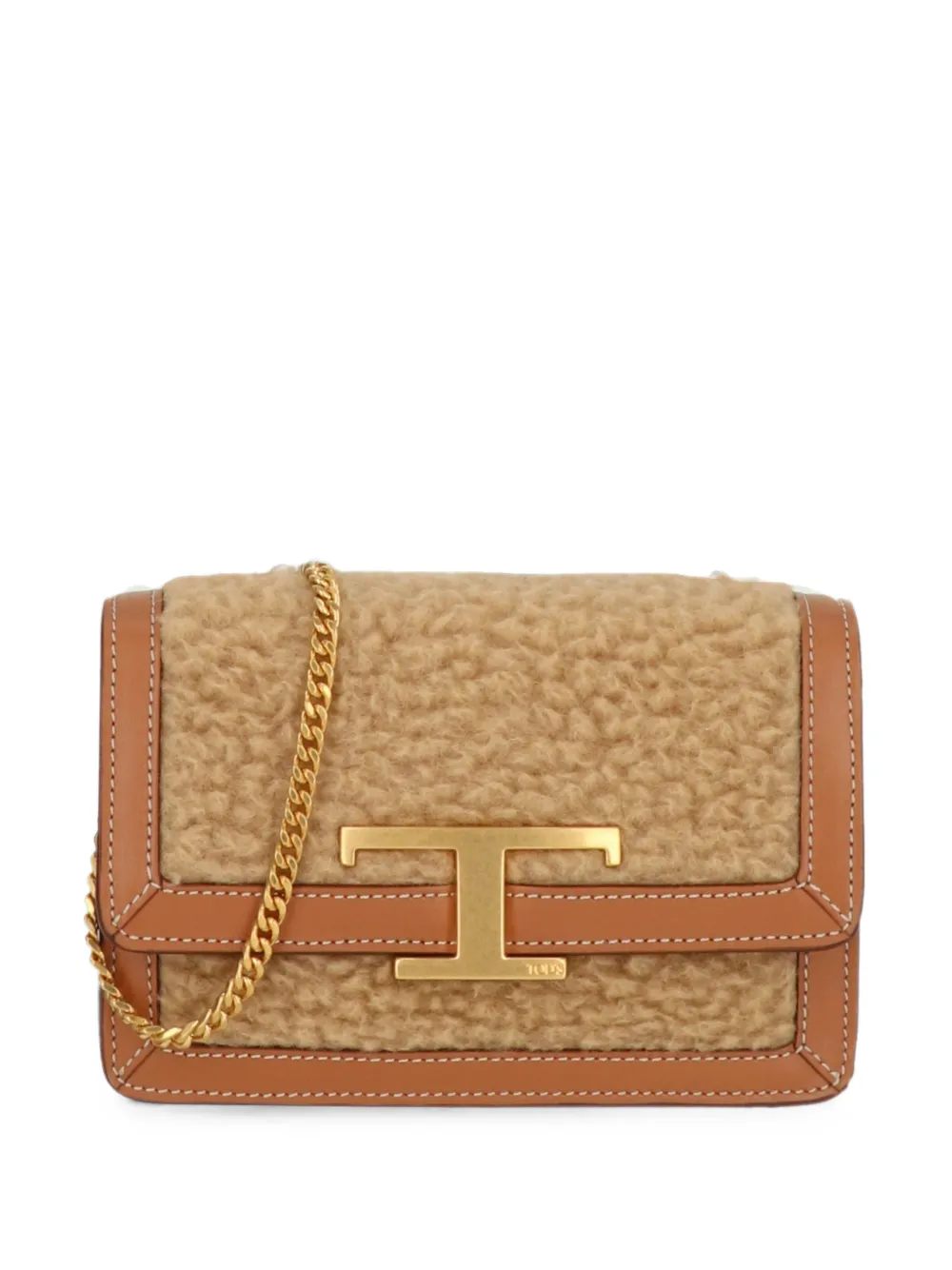 Tod's T Timeless shearling shoulder bag - Toni neutri