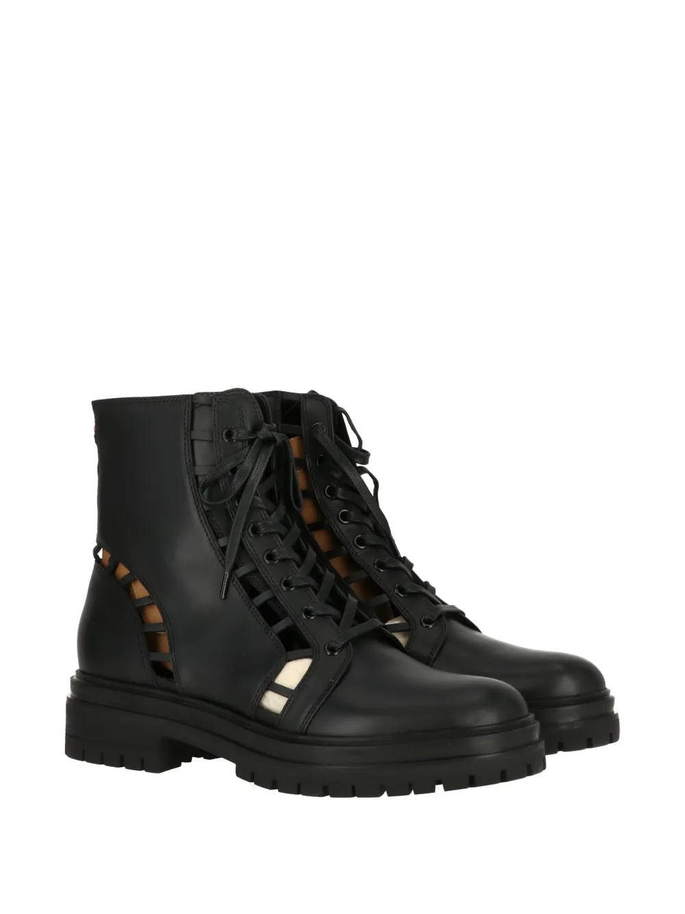Gianvito Rossi cut-out lace-up boots Zwart