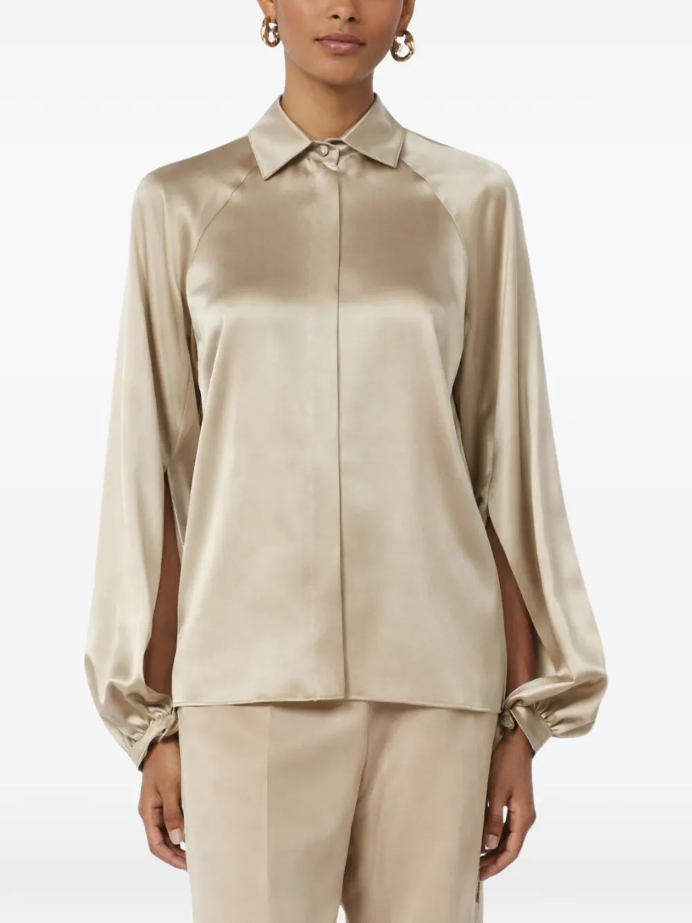 Max Mara Alare blouse met lange mouwen Beige