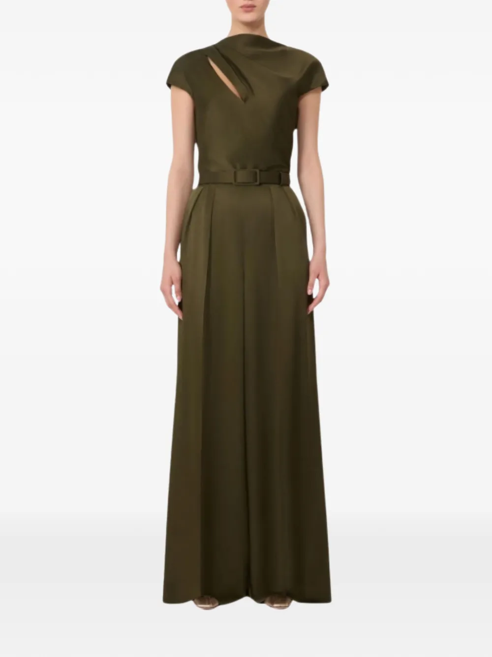  Max Mara Cut-out Belted Jumpsuit - Green 