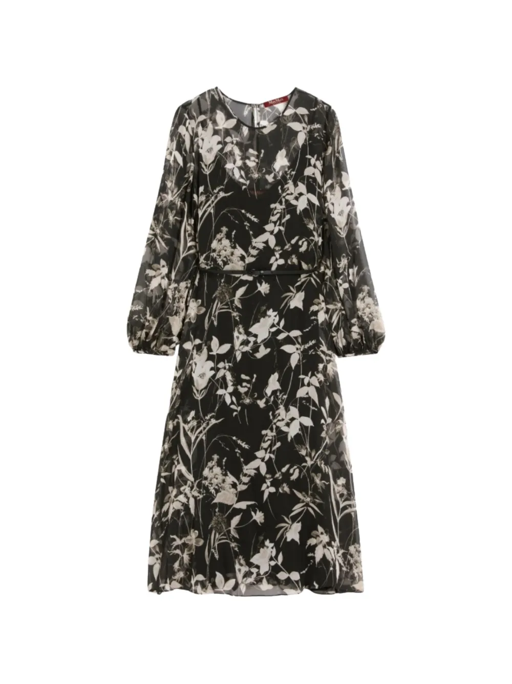 Max Mara floral belted midi dress - Nero