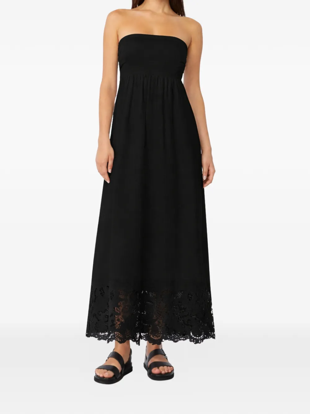 Strapless Lace-Detail Maxi Dress