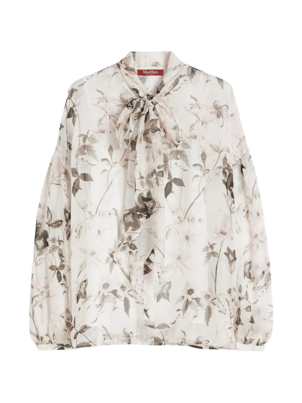 Max Mara blouse in printed chiffon - white - Bianco
