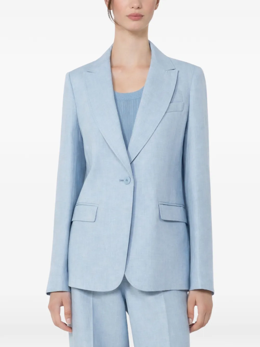  Weekend Max Mara Single-breasted Linen Blazer - Blue 