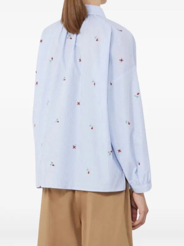 Weekend Max Mara Striped Floral Shirt | White | FARFETCH JO