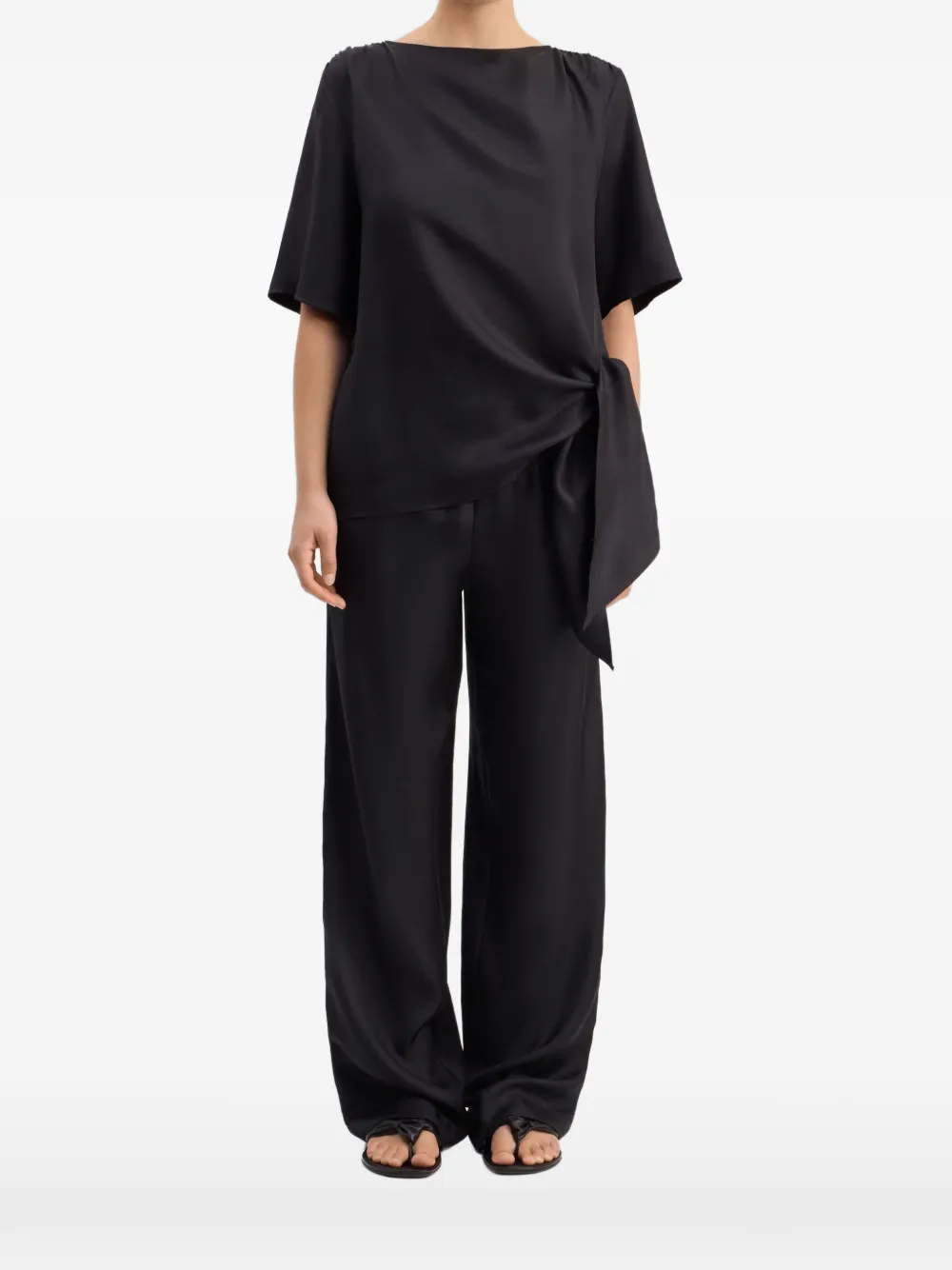 LouLou de Saison Mano asymmetrische geknoopte top Zwart