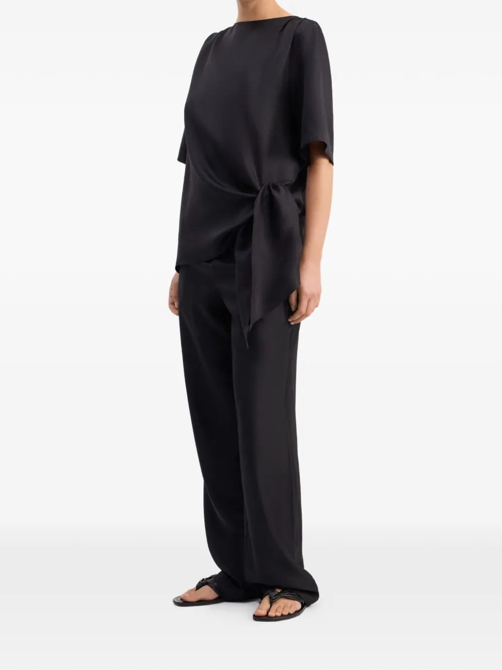 LouLou de Saison Mano asymmetrische geknoopte top Zwart