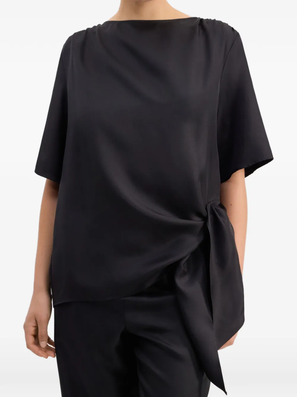 LouLou de Saison Mano asymmetrische geknoopte top Zwart
