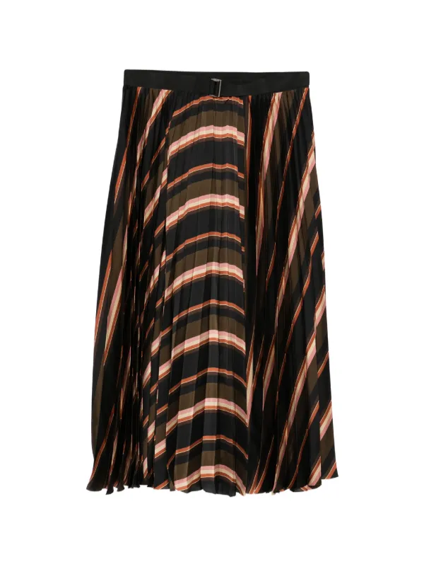 Sacai Striped-pattern Midi Skirt in Black