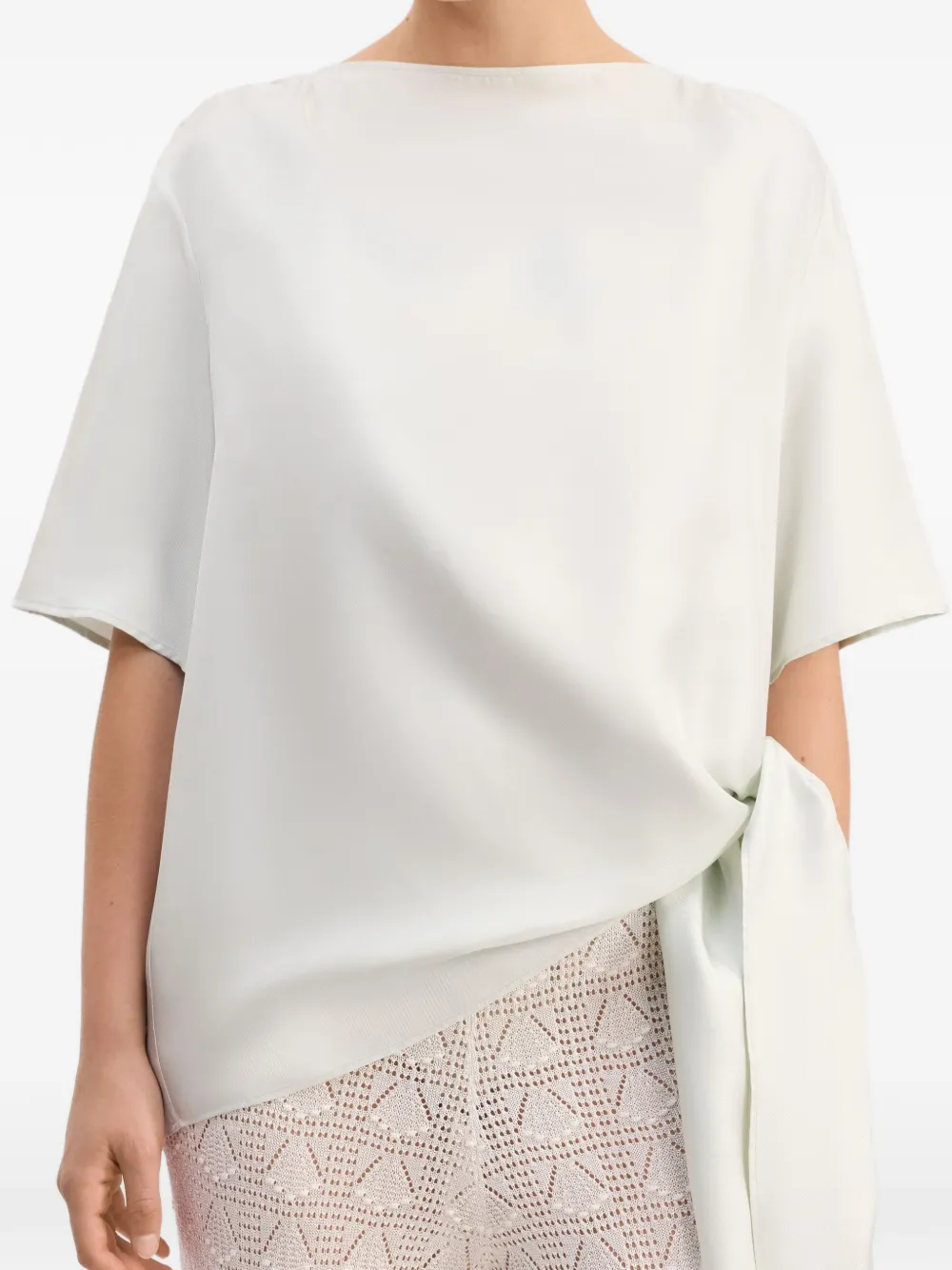 LouLou de Saison Mano gesmockte zijden top Beige