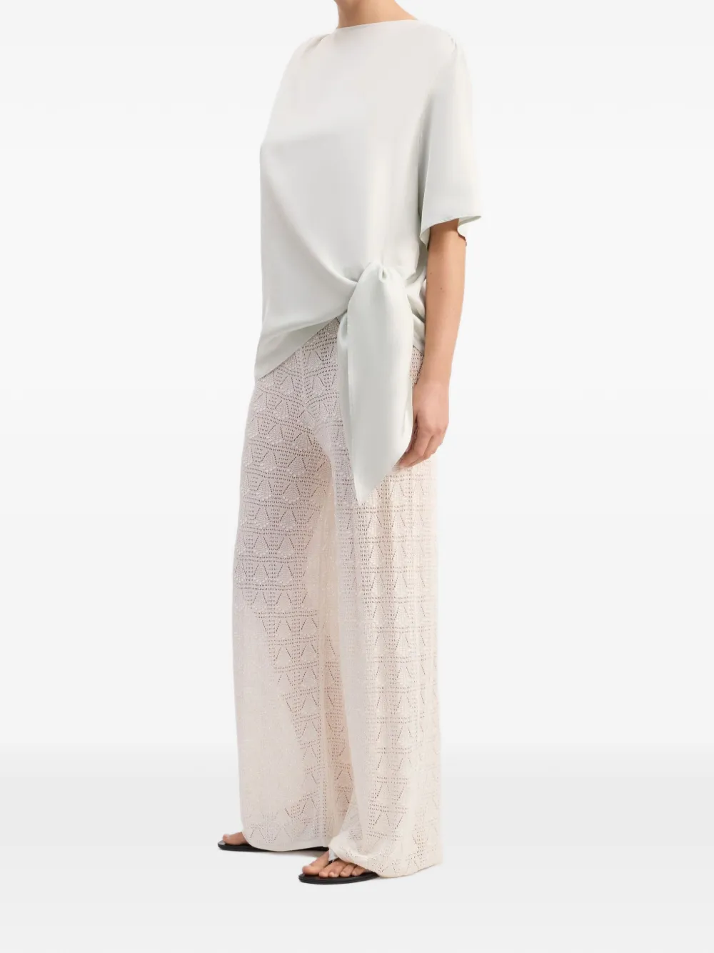 LouLou de Saison Mano gesmockte zijden top Beige