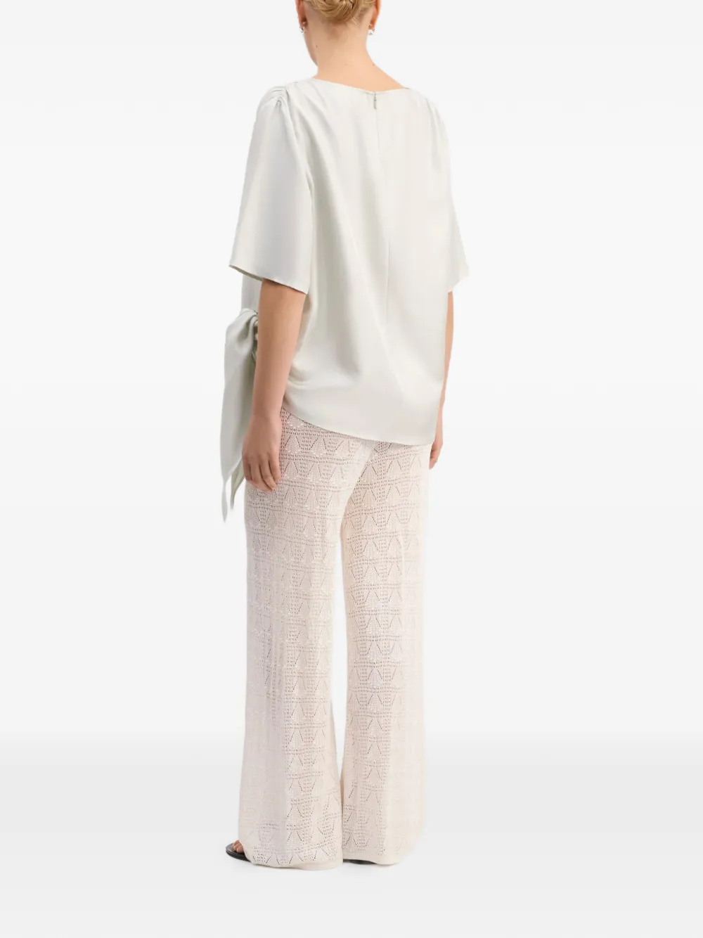 LouLou de Saison Mano gesmockte zijden top Beige