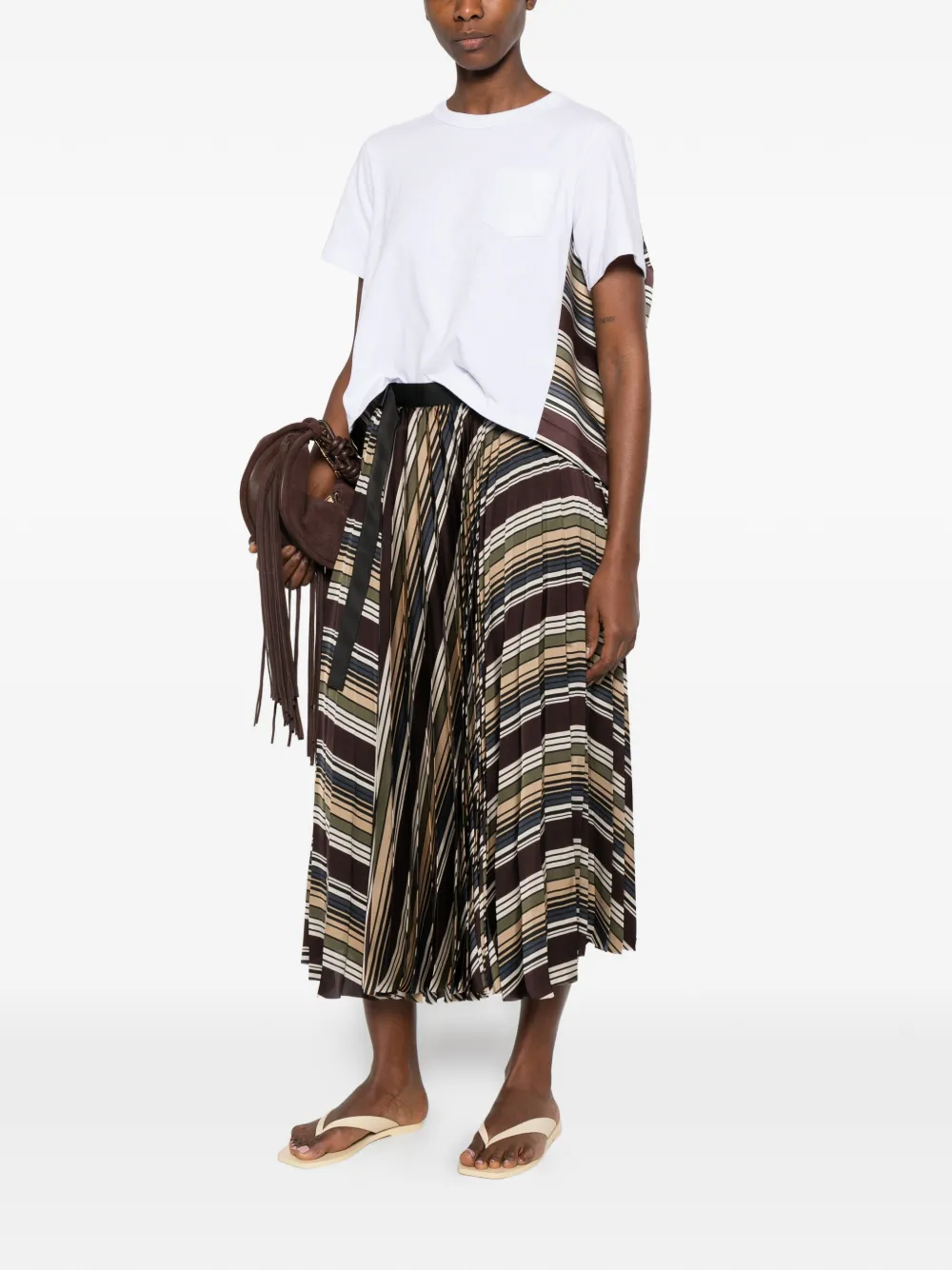 sacai Gestreept T-shirt Wit