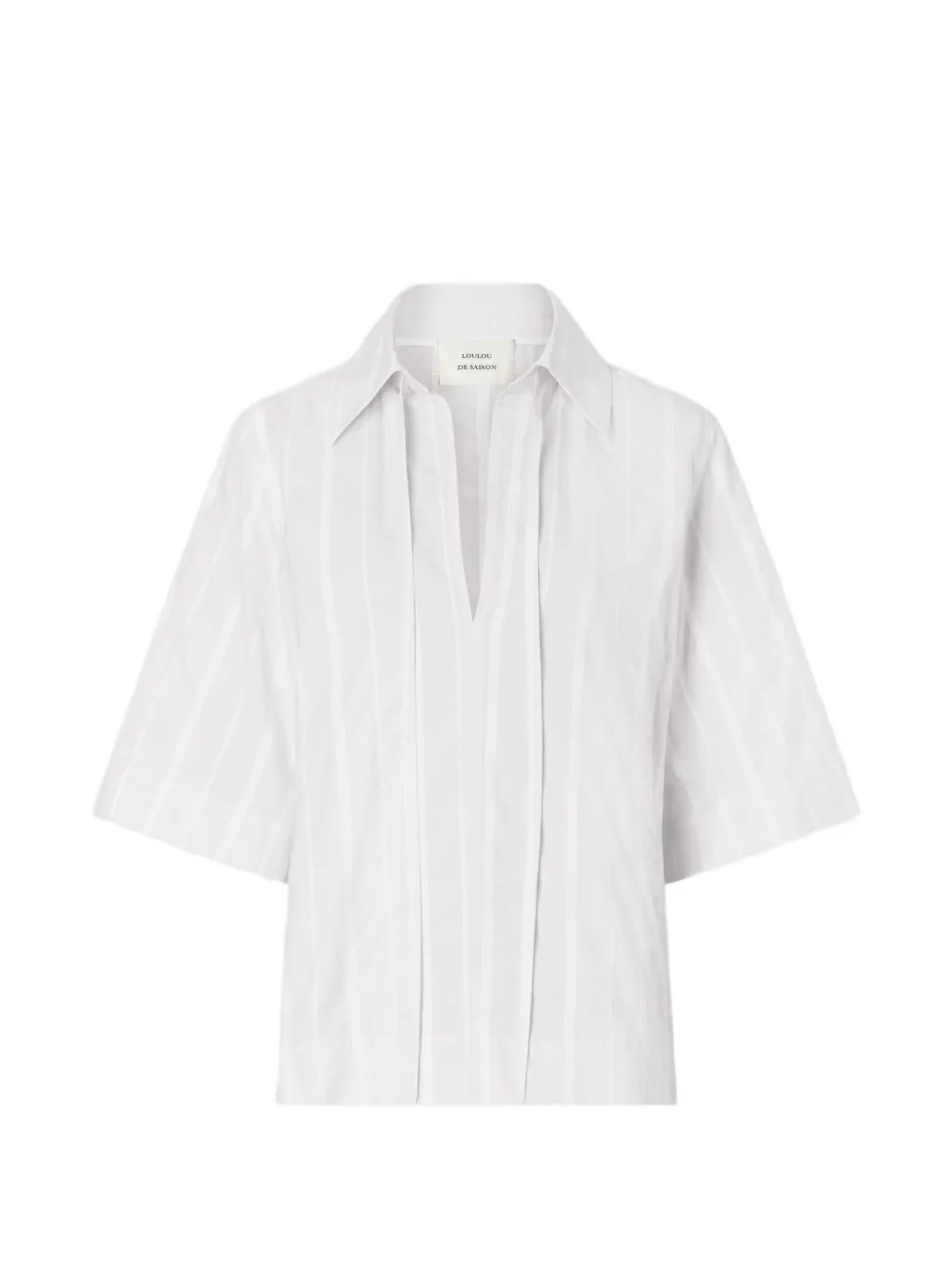 LouLou de Saison Blusa Sofi a righe con coulisse - Bianco