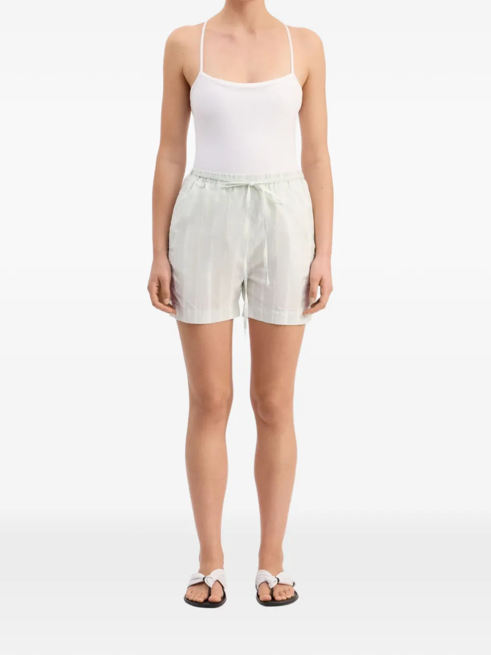 LouLou de Saison Tito gestreepte bouclé shorts Wit
