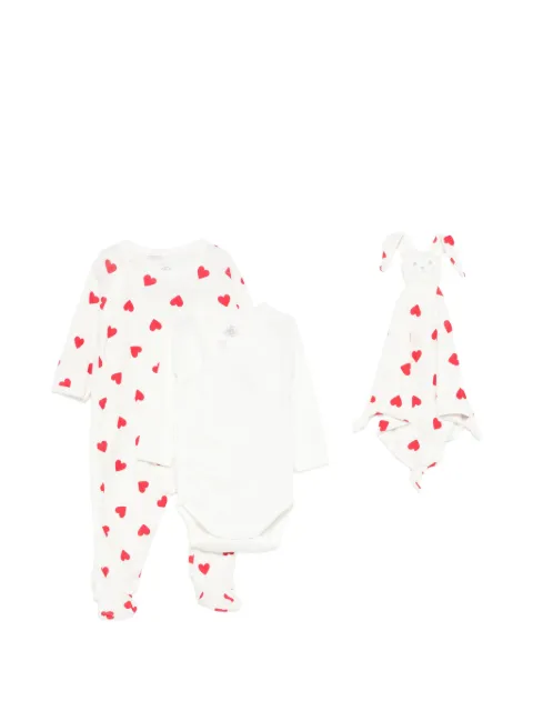 Petit Bateau heart-print babygrow set (set of three)