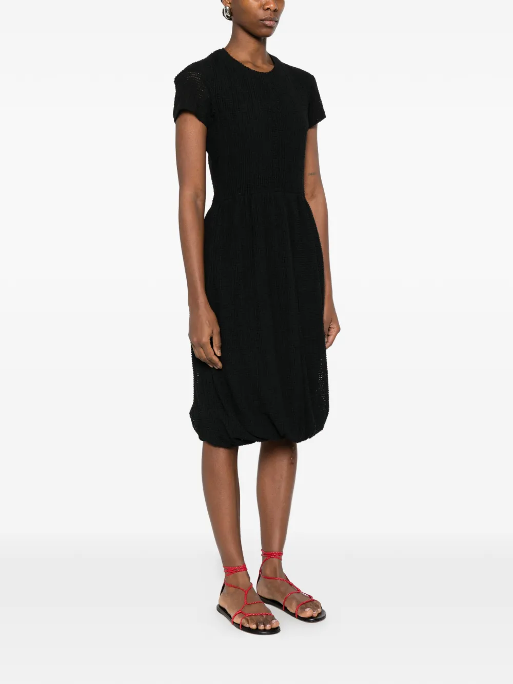 Jil Sander Midi-jurk met textuur Zwart