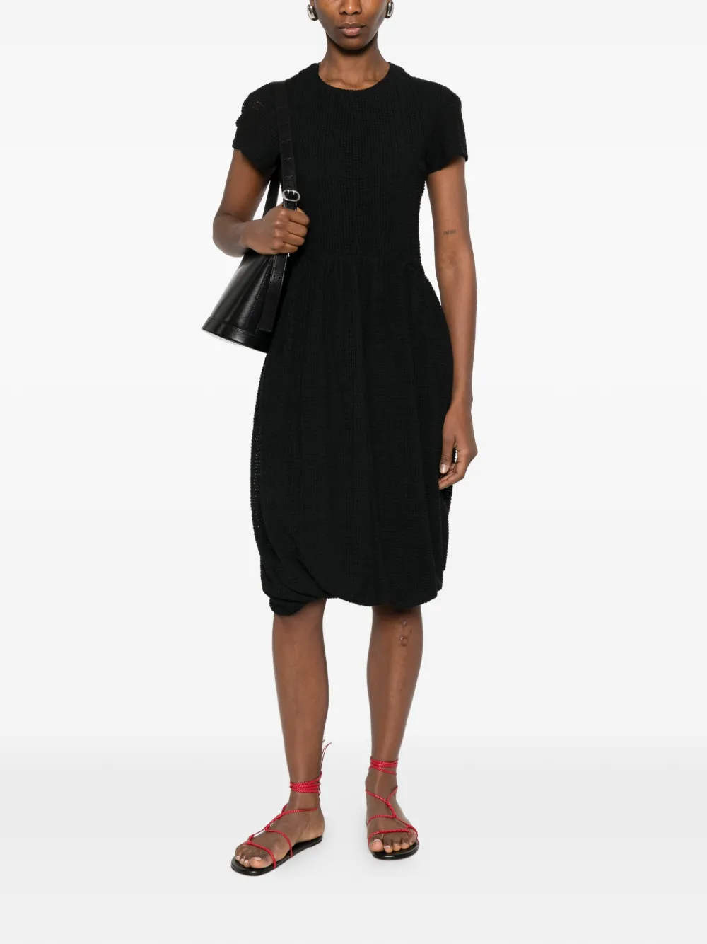Jil Sander Midi-jurk met textuur Zwart