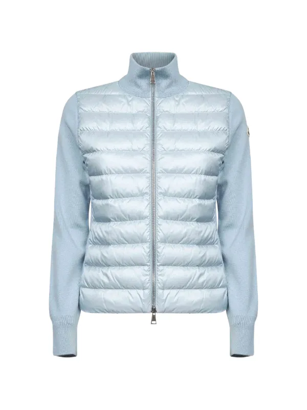 Moncler Padded Wool Zip-up Cardigan in Blue