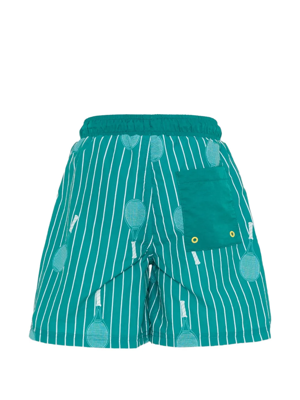  Kids Around Tennis Striped Swim Trunks - Green 
