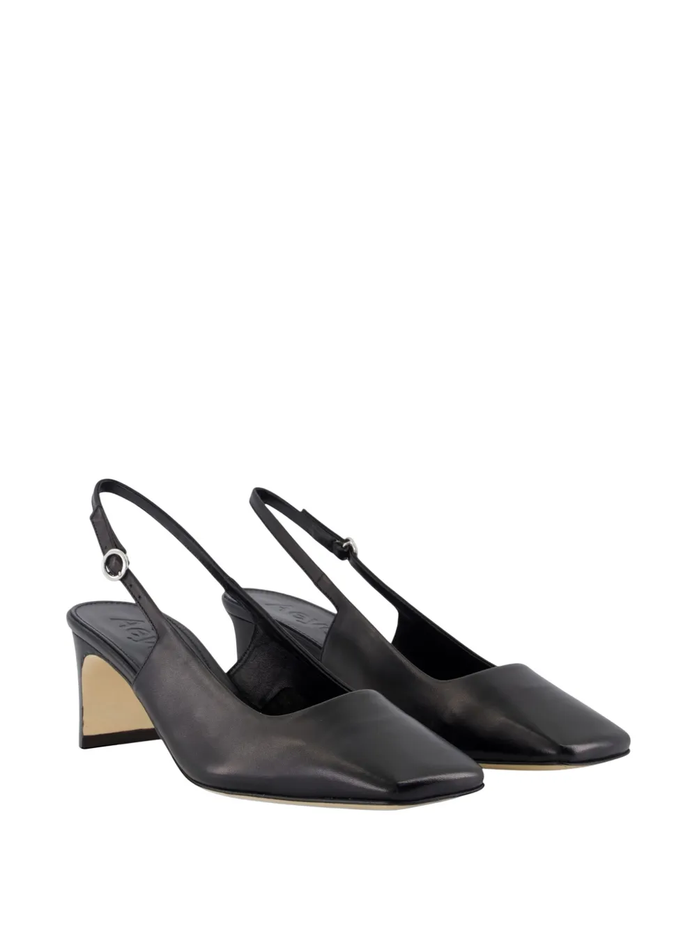 Aeyde Liza square-toe leather pumps Zwart