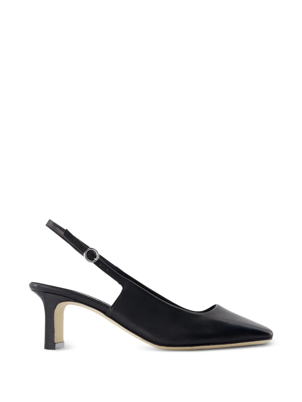 Aeyde Liza square-toe leather pumps Zwart
