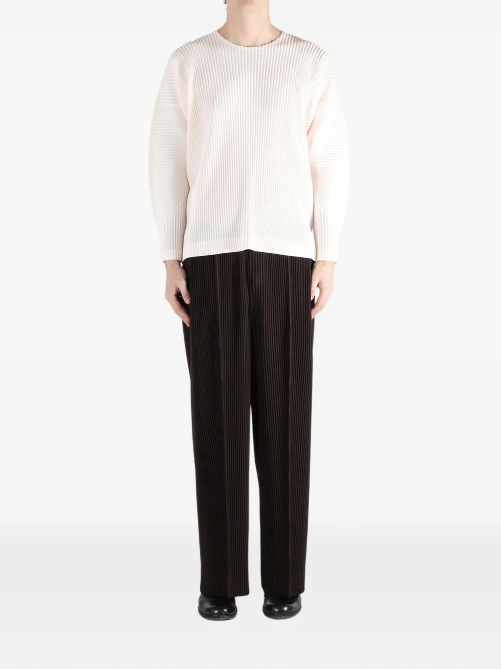 Homme Plissé Issey Miyake Monthly Colors: January geplooide top met ronde hals Beige