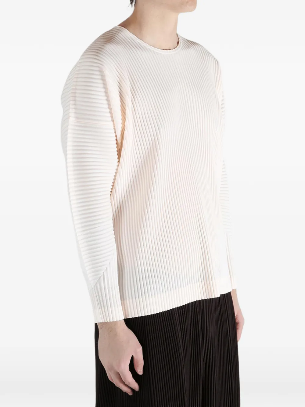Homme Plissé Issey Miyake Monthly Colors: January geplooide top met ronde hals Beige
