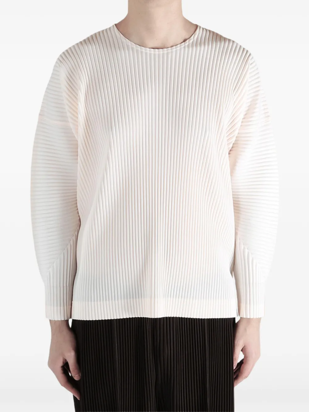 Homme Plissé Issey Miyake Monthly Colors: January geplooide top met ronde hals Beige